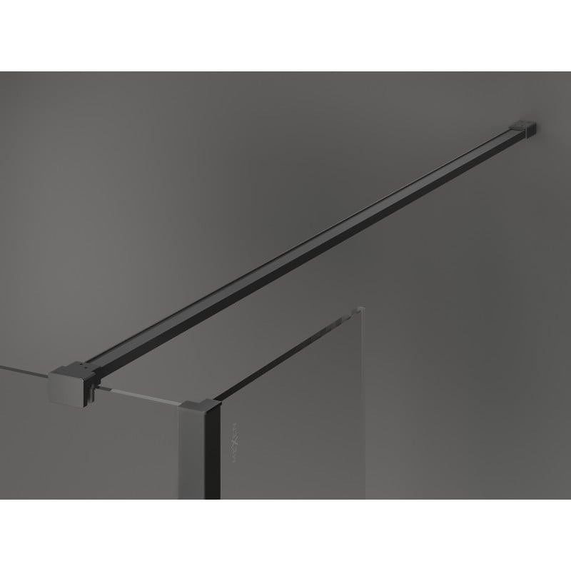Mexen Kioto paroi de douche Walk-in 140 x 70 x 30 cm, cadre noir, métal canon - 800-140-070-221-95-70-030