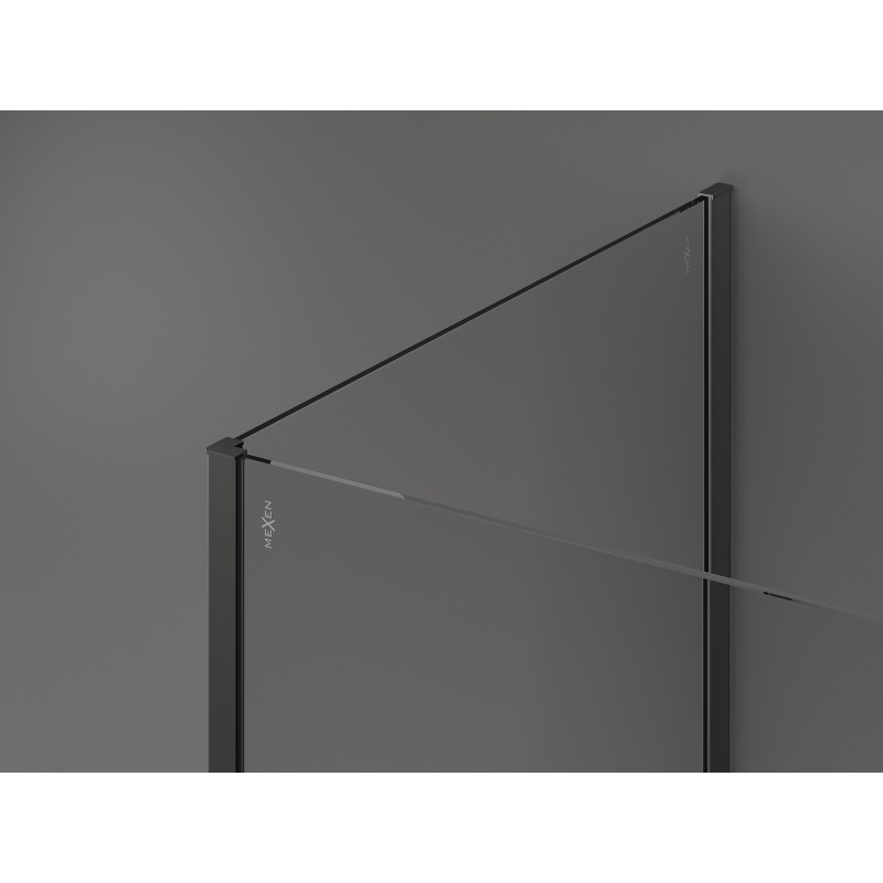 Mexen Kioto paroi de douche Walk-in 110 x 70 x 30 cm, cadre noir, métal canon - 800-110-070-221-95-70-030