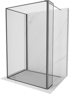 Mexen Kioto paroi de douche Walk-in 140 x 90 x 30 cm, cadre noir, métal canon - 800-140-090-221-95-70-030