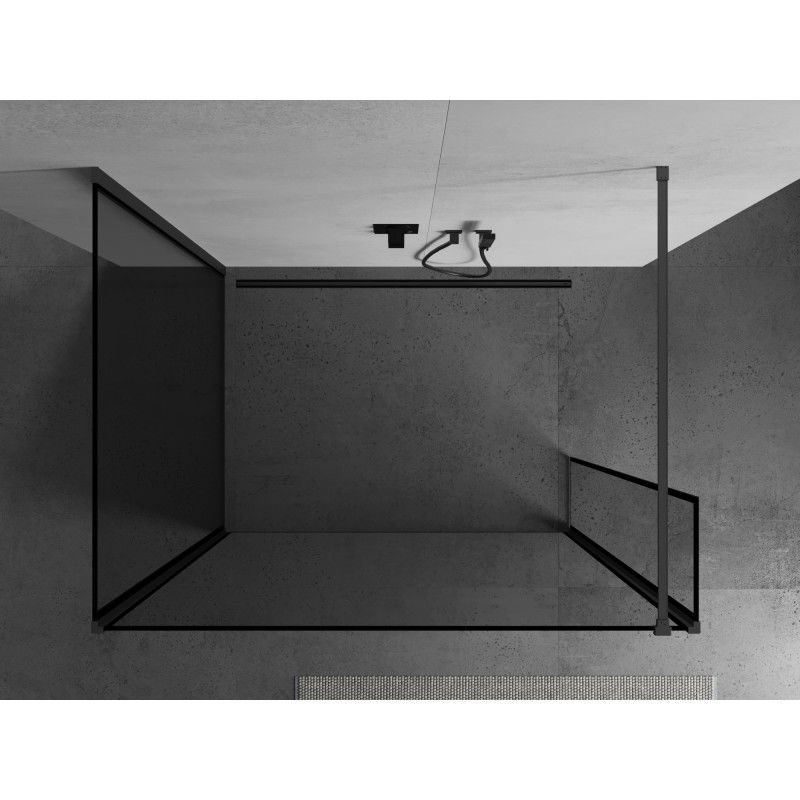 Mexen Kioto paroi de douche Walk-in 110 x 110 x 30 cm, cadre noir, gun metal - 800-110-110-221-95-70-030