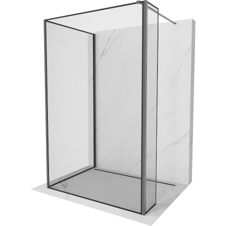 Mexen Kioto paroi de douche Walk-in 120 x 100 x 40 cm, cadre noir, métal gun - 800-120-100-221-95-70-040