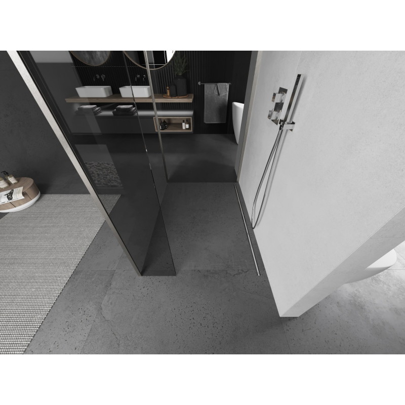 Mexen Kioto paroi de douche Walk-in 100 x 90 x 30 cm, transparent, nickel brossé - 800-100-090-221-97-00-030
