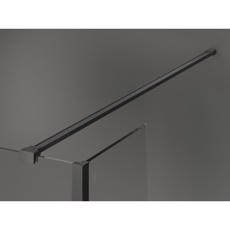 Mexen Kioto paroi de douche Walk-in 130 x 120 x 40 cm, cadre noir, métal gun - 800-130-120-221-95-70-040