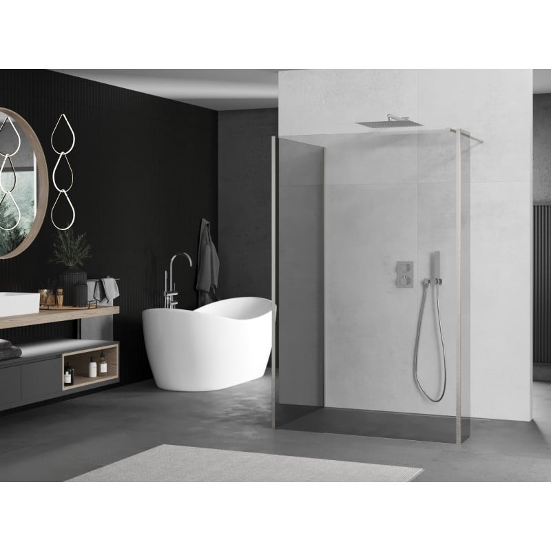 Mexen Kioto paroi de douche Walk-in 130 x 90 x 30 cm, transparent, nickel brossé - 800-130-090-221-97-00-030
