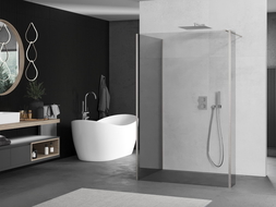 Mexen Kioto paroi de douche Walk-in 130 x 90 x 30 cm, transparent, nickel brossé - 800-130-090-221-97-00-030