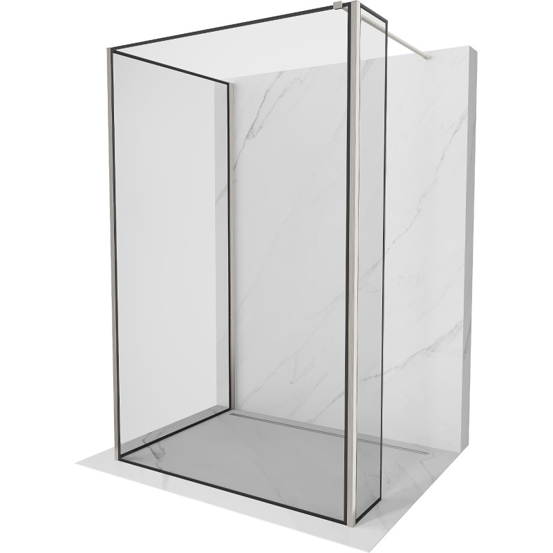 Mexen Kioto paroi de douche Walk-in 100 x 80 x 30 cm, cadre noir, nickel brossé - 800-100-080-221-97-70-030