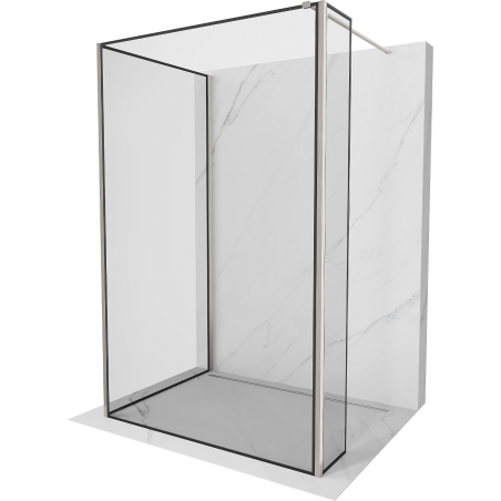 Mexen Kioto paroi de douche Walk-in 100 x 80 x 30 cm, cadre noir, nickel brossé - 800-100-080-221-97-70-030