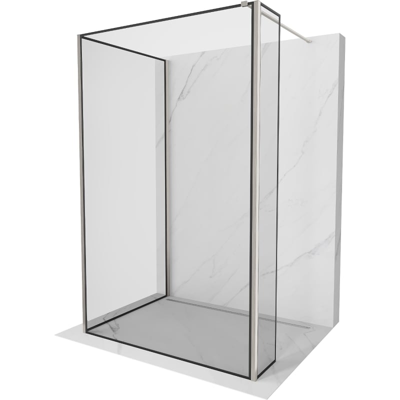Mexen Kioto paroi de douche Walk-in 130 x 80 x 30 cm, cadre noir, nickel brossé - 800-130-080-221-97-70-030
