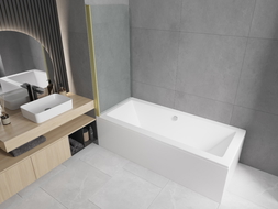Mexen Felix paroi de baignoire 1-volet 70 x 140 cm, transparent, doré - 890-070-001-50-00