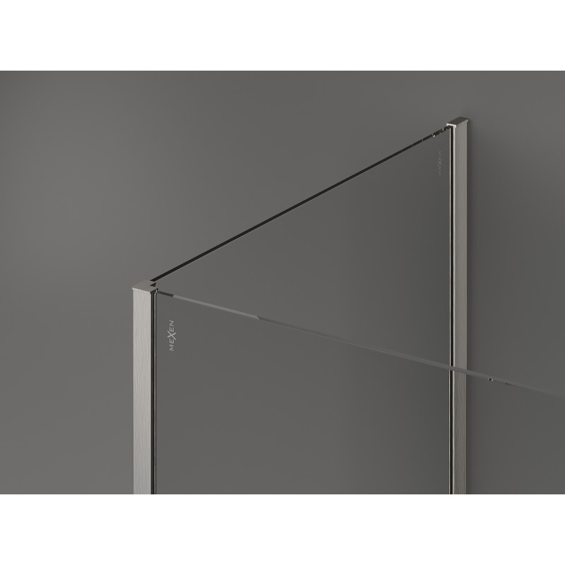 Mexen Kioto paroi de douche Walk-in 110 x 100 x 30 cm, cadre noir, nickel brossé - 800-110-100-221-97-70-030