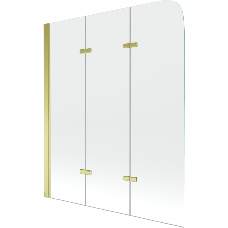 Mexen Felix paravent de baignoire 3 volets 120 x 140 cm, transparent, doré - 890-120-003-50-00