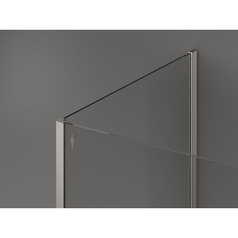 Mexen Kioto paroi de douche Walk-in 140 x 120 x 30 cm, cadre noir, nickel brossé - 800-140-120-221-97-70-030