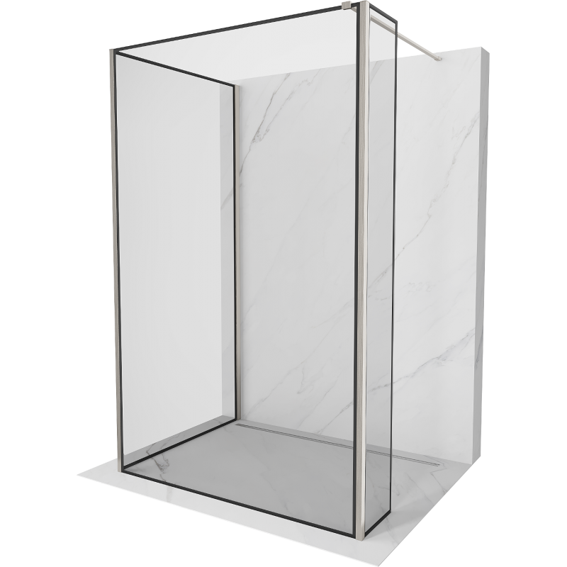 Mexen Kioto paroi de douche Walk-in 90 x 80 x 40 cm, motif noir, nickel brossé - 800-090-080-221-97-70-040