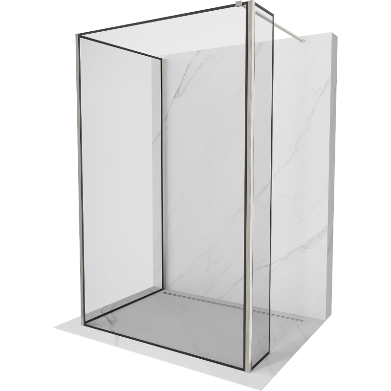 Mexen Kioto paroi de douche Walk-in 100 x 80 x 40 cm, motif noir, nickel brossé - 800-100-080-221-97-70-040