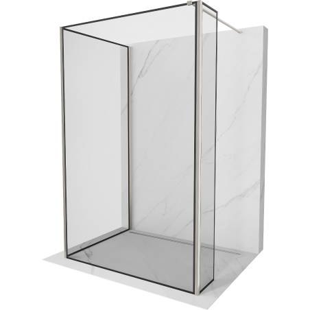 Mexen Kioto paroi de douche Walk-in 130 x 90 x 40 cm, motif noir, nickel brossé - 800-130-090-221-97-70-040