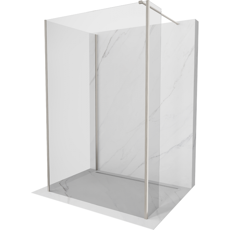 Mexen Kioto cloison de douche Walk-in 120 x 75 x 40 cm, transparent, nickel brossé - 800-120-075-221-97-00-040