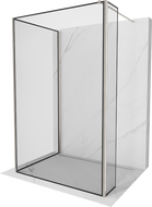 Mexen Kioto cloison de douche Walk-in 130 x 120 x 40 cm, cadre noir, nickel brossé - 800-130-120-221-97-70-040