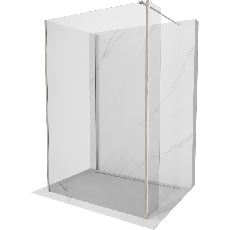 Mexen Kioto paroi de douche Walk-in 130 x 100 x 40 cm, transparent, nickel brossé - 800-130-100-221-97-00-040