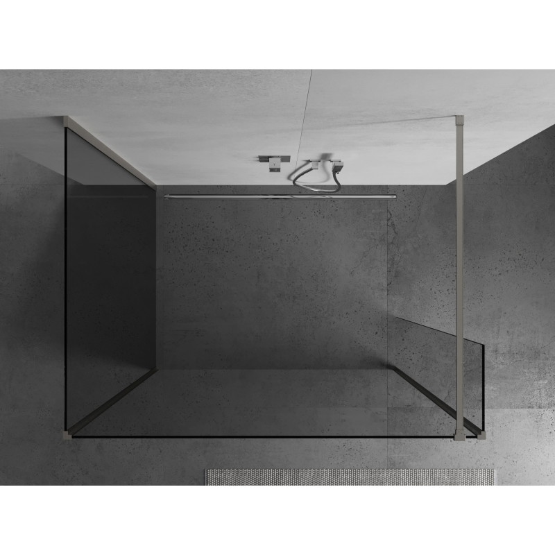 Mexen Kioto paroi de douche Walk-in 130 x 100 x 40 cm, transparent, nickel brossé - 800-130-100-221-97-00-040