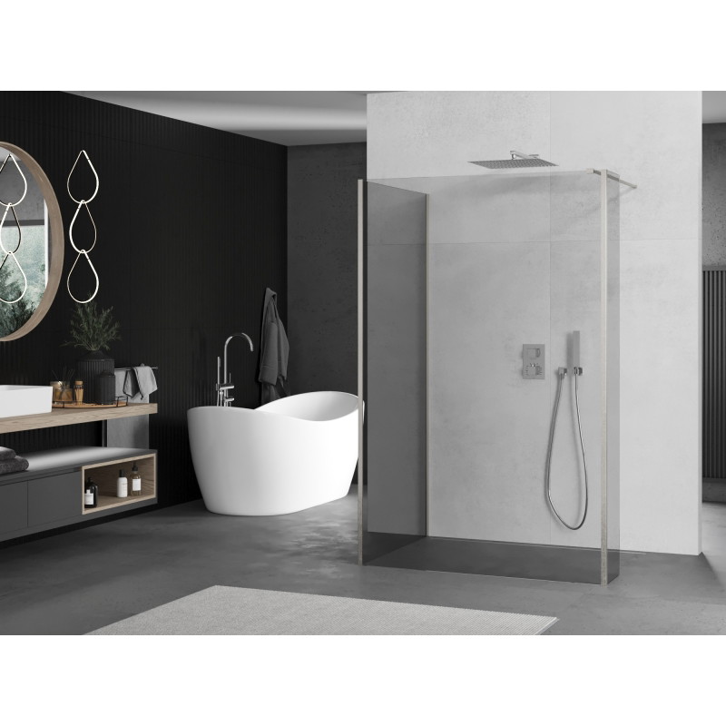 Mexen Kioto paroi de douche Walk-in 140 x 120 x 40 cm, transparent, nickel brossé - 800-140-120-221-97-00-040