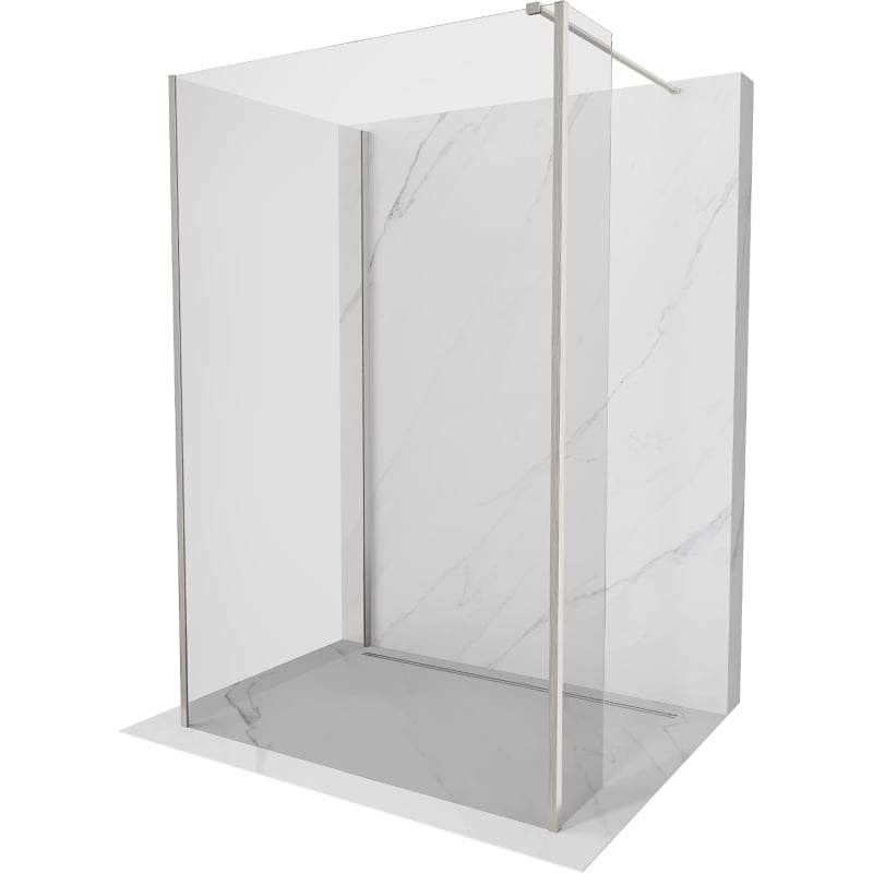 Mexen Kioto paroi de douche Walk-in 140 x 120 x 40 cm, transparent, nickel brossé - 800-140-120-221-97-00-040