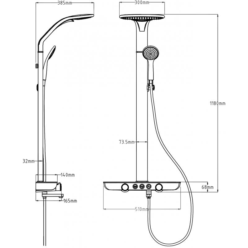 Mexen Blaze ensemble de douche à poser avec pomme de douche et robinet, noir/chrome - 78109-71