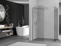 Mexen Kioto paroi de douche Walk-in 90 x 80 cm, transparent, nickel brossé - 800-090-202-97-00-080