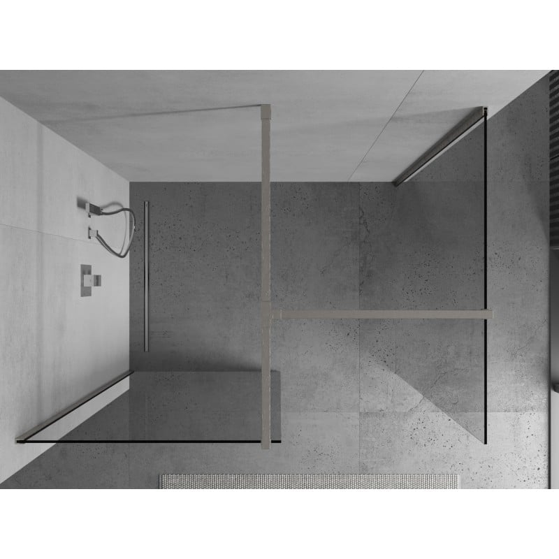 Mexen Kioto paroi de douche Walk-in 125 x 90 cm, transparent, nickel brossé - 800-125-202-97-00-090