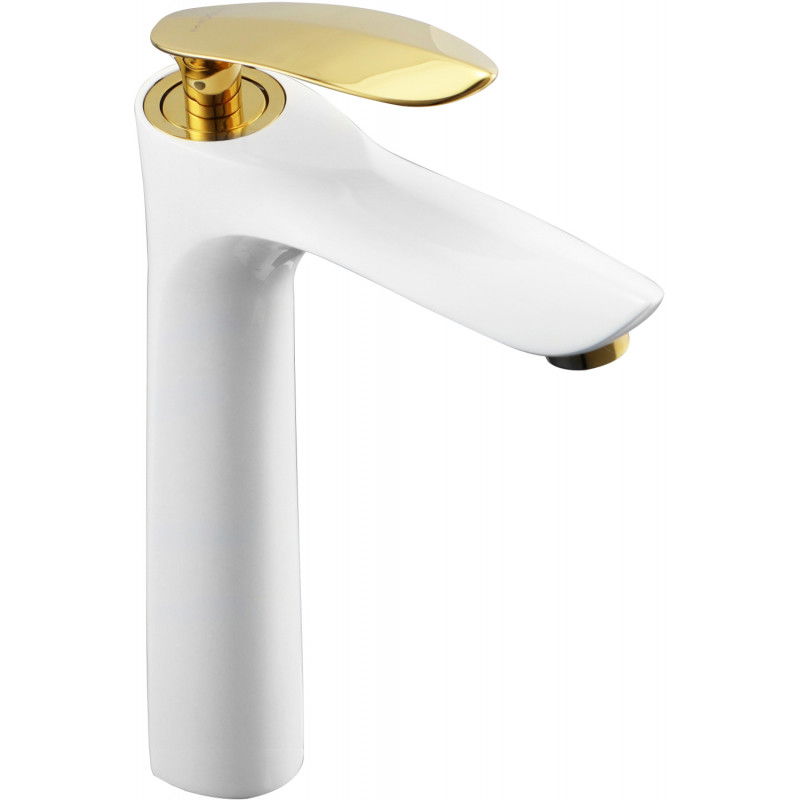 Mexen Lily robinet de lavabo haut, Blanc/Or - 73610-25