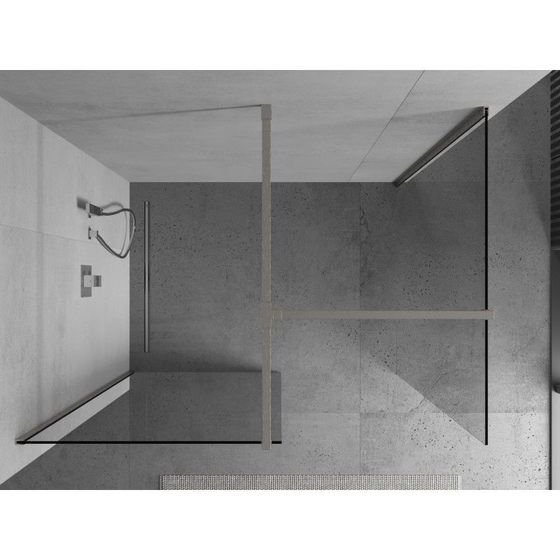 Mexen Kioto paroi de douche Walk-in 130 x 105 cm, transparent, nickel brossé - 800-130-202-97-00-105