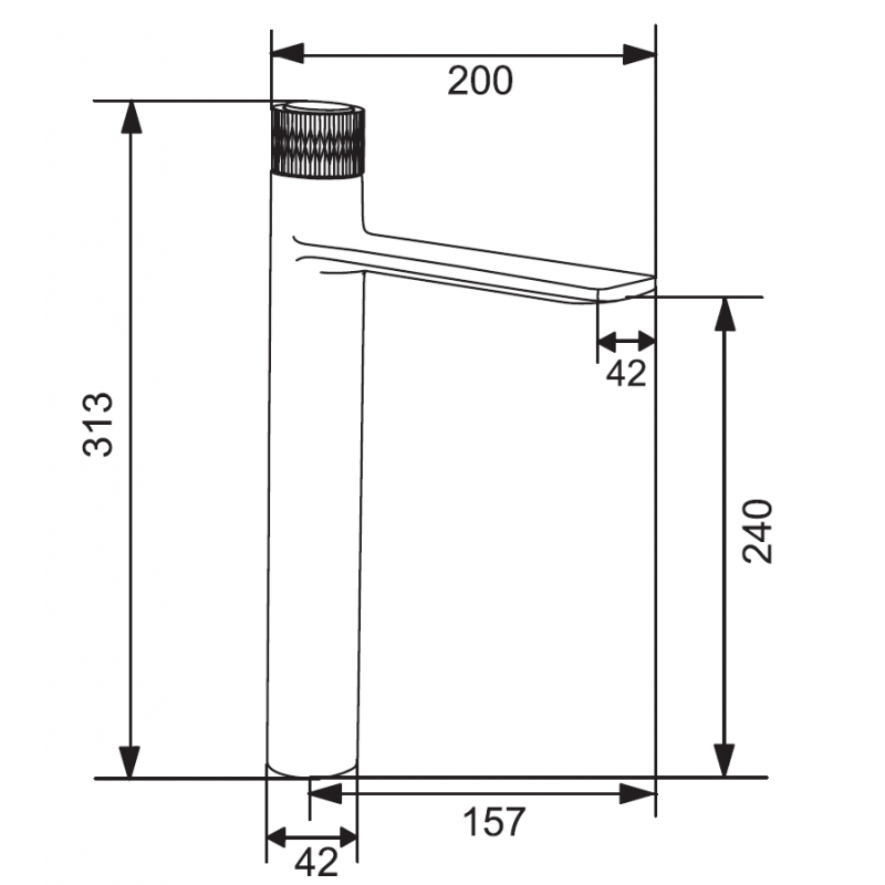 Mexen Zero+ robinet de lavabo haut, noir - 71610-70