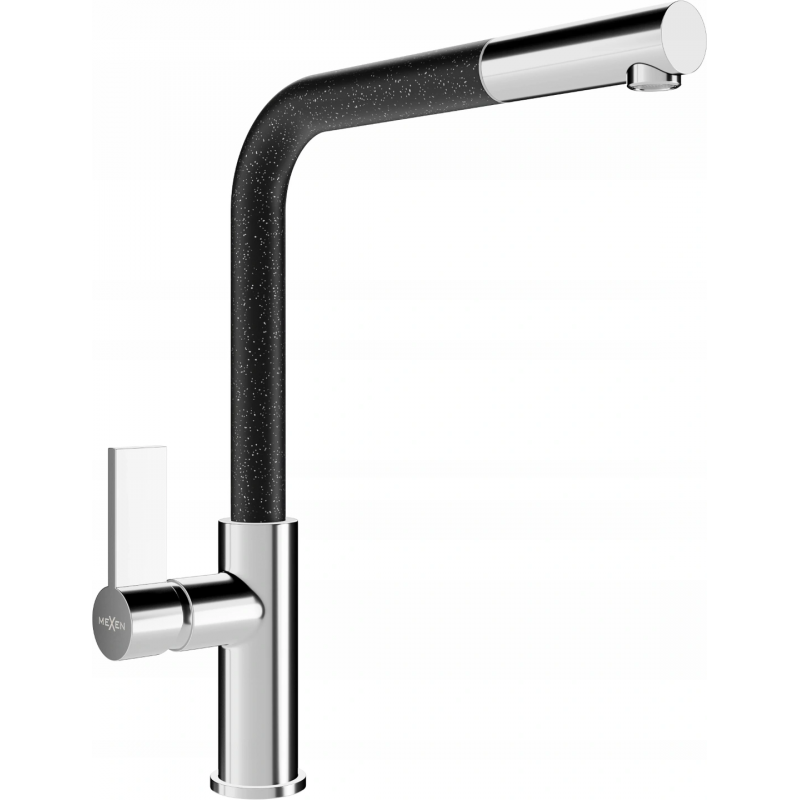 Mexen Flora robinet de cuisine, Chrome/Noir moucheté - 670401-08