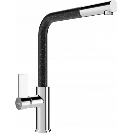 Mexen Flora robinet de cuisine, Chrome/Noir moucheté - 670401-08