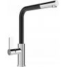 Mexen Flora robinet de cuisine, Chrome/Noir moucheté - 670401-08