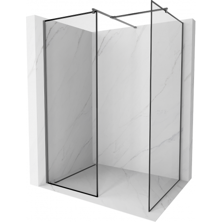 Mexen Kioto paroi de douche Walk-in 90 x 80 cm, cadre noir, métal canon - 800-090-202-95-70-080