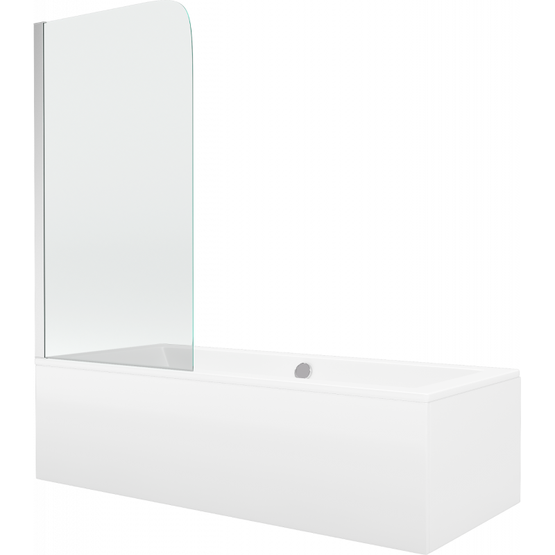 Mexen Cube baignoire rectangulaire 170 x 80 cm avec paroi 1 volet 70 cm, transparent, chromé - 550517080X9007010100