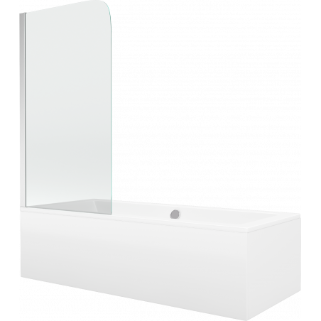 Mexen Cube baignoire rectangulaire 170 x 80 cm avec habillage et paroi de baignoire 1 volet 70 cm, transparent, chrome