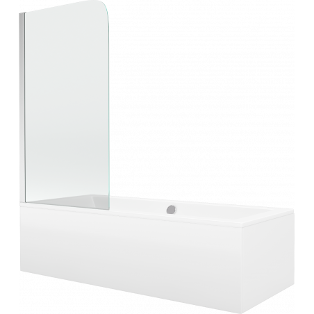 Mexen Cube baignoire rectangulaire 170 x 80 cm avec paroi 1 volet 70 cm, transparent, chromé - 550517080X9007010100