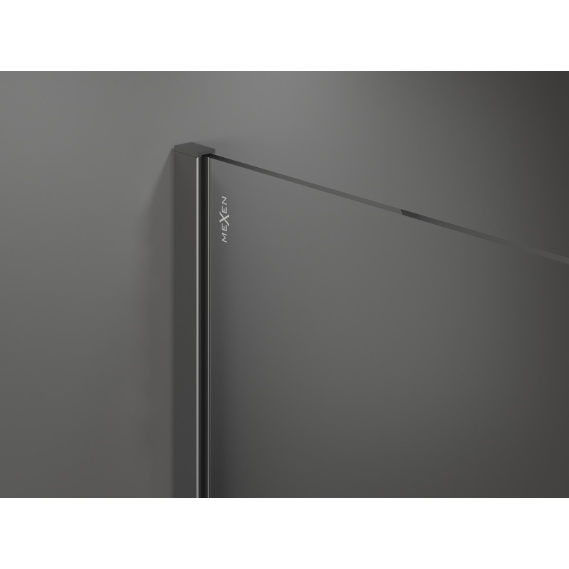 Mexen Kioto paroi de douche Walk-in 110 x 80 cm, cadre noir, gun metal - 800-110-202-95-70-080