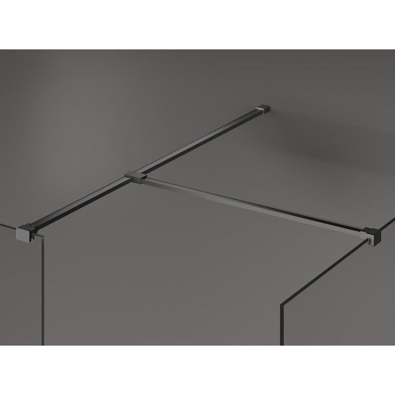Mexen Kioto cloison de douche Walk-in 130 x 80 cm, cadre noir, métal gun - 800-130-202-95-70-080