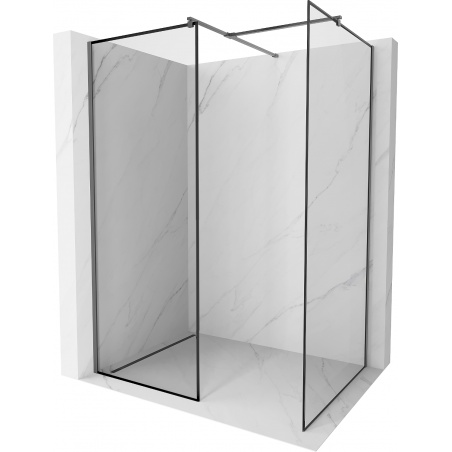 Kioto paroi de douche Walk-in 140 x 80 cm, motif noir, gun metal - 800-140-202-95-70-080