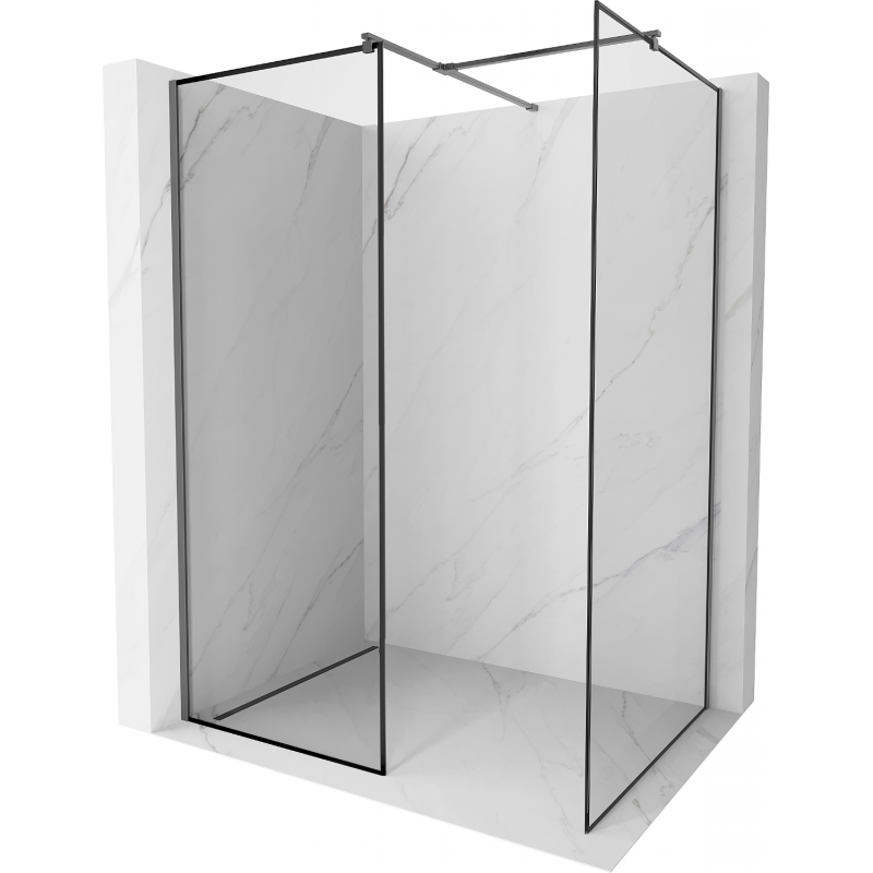 Mexen Kioto paroi de douche Walk-in 140 x 100 cm, cadre noir, gun metal - 800-140-202-95-70-100
