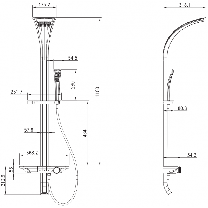 Mexen Sonic ensemble de douche extérieur avec pomme de douche et mitigeur, blanc - 78110-20