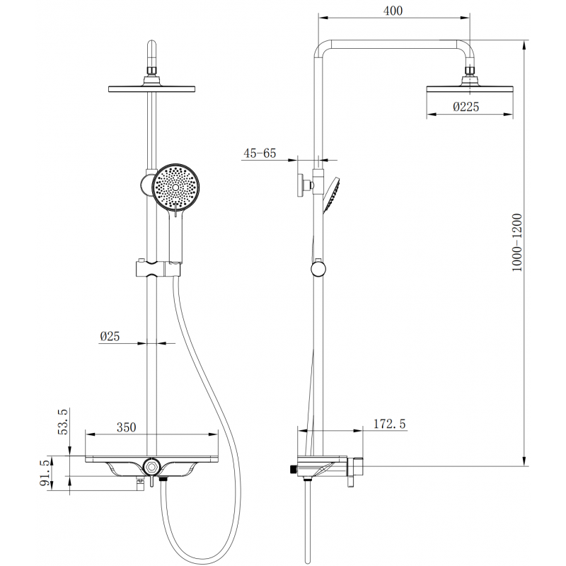 Mexen Frost ensemble de douche apparent avec pomme de douche et robinet, blanc - 78111-20