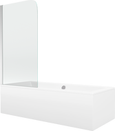 Mexen Cube baignoire rectangulaire 170 x 80 cm avec tablier et paroi 1-volet 80 cm, transparent, chrome - 550517080X9008010100