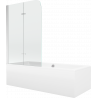 Mexen Cube baignoire rectangulaire 170 x 80 cm avec jupe et paroi 2 battants 80 cm, transparent, chrome - 550517080X9008020100