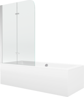 Mexen Cube baignoire rectangulaire 170 x 80 cm avec jupe et paroi 2 battants 80 cm, transparent, chrome - 550517080X9008020100