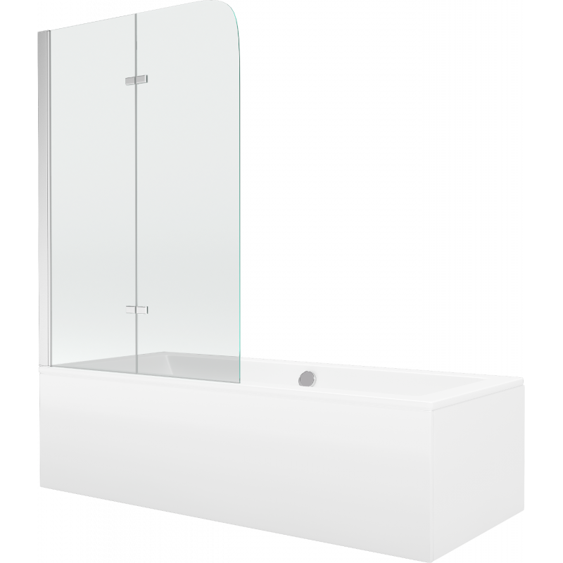 Mexen Cube baignoire rectangulaire 170 x 80 cm avec tablier et paroi 2 battants 100 cm, transparent, chrome - 550517080X9010020?