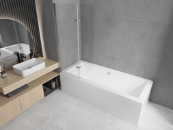 Mexen Cube baignoire rectangulaire 170 x 80 cm avec tablier et paroi 2 battants 100 cm, transparent, chrome - 550517080X9010020?