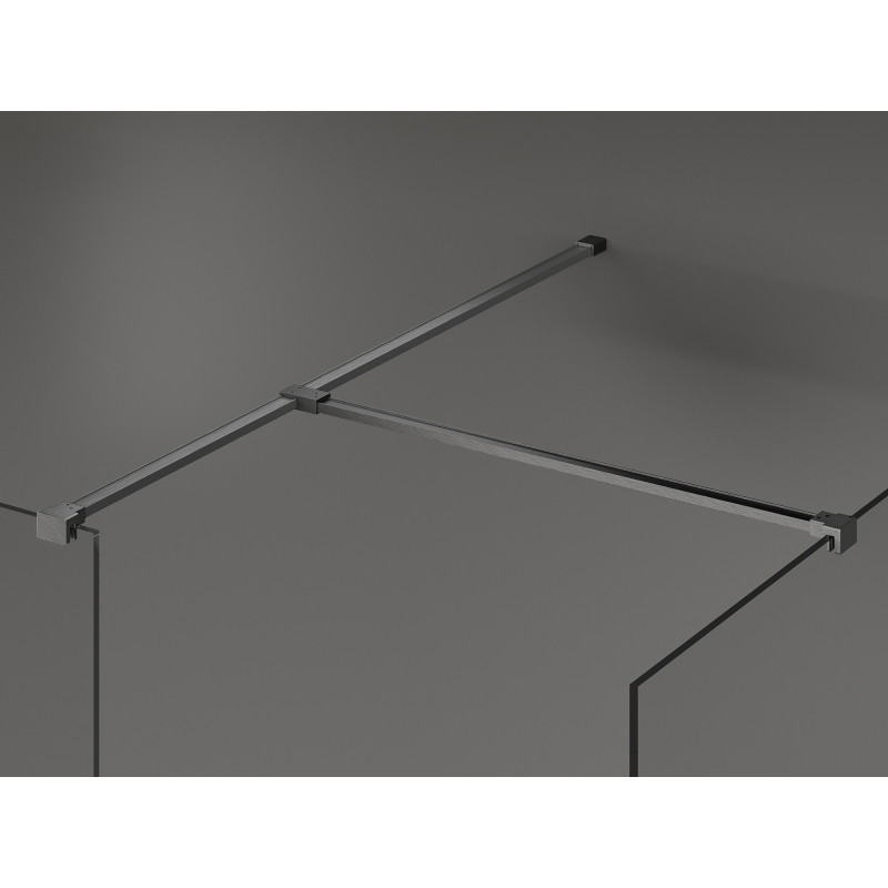 Mexen Kioto paroi de douche Walk-in 140 x 120 cm, transparent, gris fusil brossé - 800-140-202-66-00-120